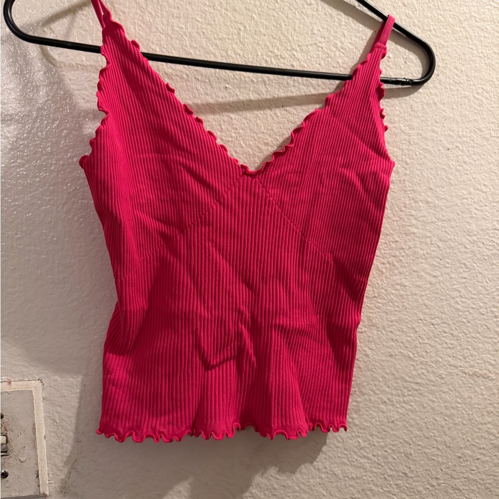 Women's Pink Ribbed Tank Top